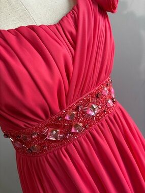 Embellished Hot Pink Chiffon Evening Dress